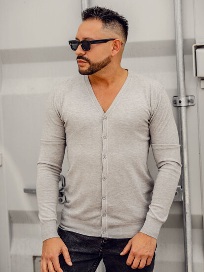 Cardigan da uomo grigio Bolf YY06