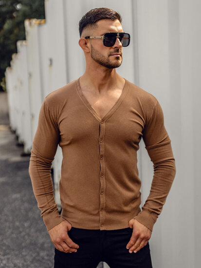 Cardigan da uomo marrone Bolf YY06