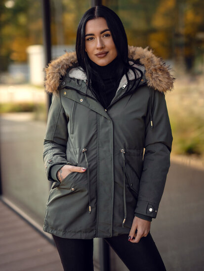 Donna 2 in 1 Parka invernale con cappuccio Khaki Bolf 16M9199