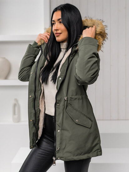 Donna 2 in 1 Parka invernale con cappuccio Khaki Bolf 16M9199