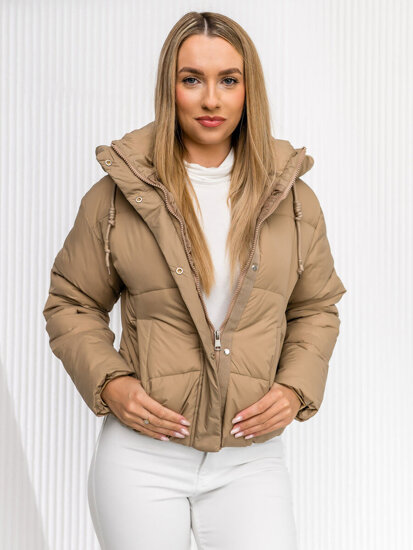 Donna Giacca invernale trapuntata con cappuccio Beige Bolf 16M9188