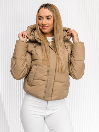 Donna Giacca invernale trapuntata con cappuccio Beige Bolf 16M9188