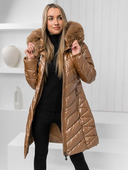 Donna Giacca invernale trapuntata con cappuccio Camel Bolf 16M9100