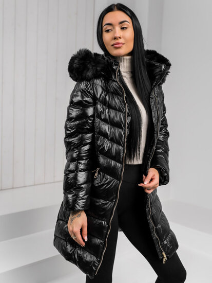 Donna Giacca invernale trapuntata lunga con cappuccio Nero Bolf 5M3162A1