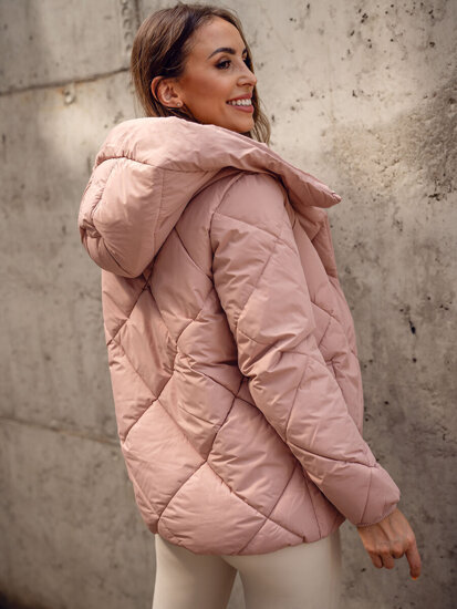 Donna Giacca invernale trapuntata lunga con cappuccio Rosa Bolf 5M3175A