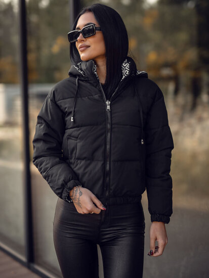 Donna Giacca invernale trapuntata reversibile con cappuccio Nero Bolf 16M9089