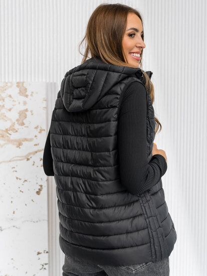 Donna Gilet trapuntato con cappuccio Nero Bolf 23039A1