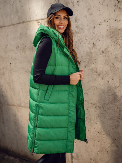 Donna Gilet trapuntato lungo con cappuccio Verde Bolf MY6315A