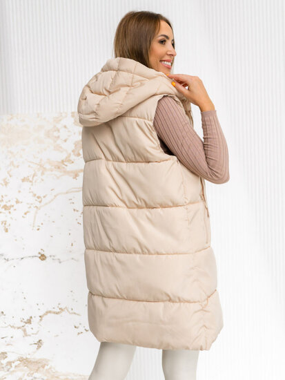 Donna Gilet trapuntato lungo con cappuccio oversize Beige chiaro Bolf 81266A1