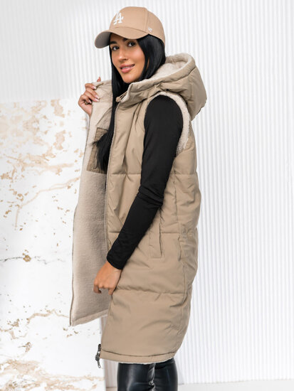 Donna Gilet trapuntato reversibile lungo Beige Bolf 16M9166