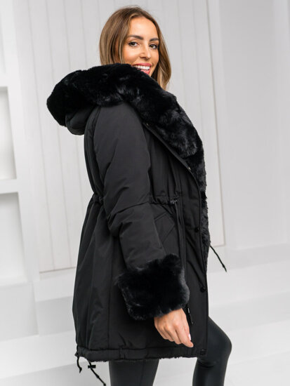 Donna Giubbotto parka invernale con cappuccio Nero Bolf 11Z8085