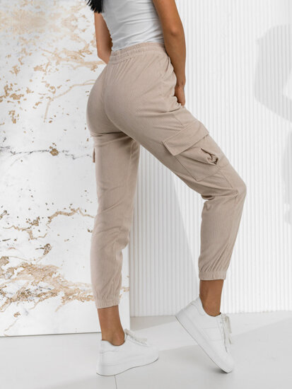 Donna Joggers cargo a righe Beige Bolf W7860