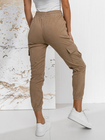 Donna Joggers cargo a righe Marrone Bolf W7860