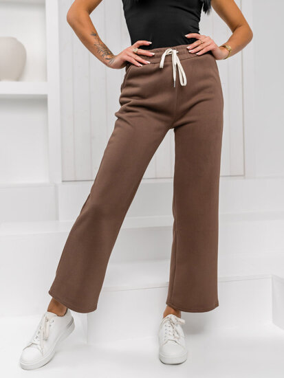 Donna Pantaloni di tuta wide leg Cioccolato Bolf W5213