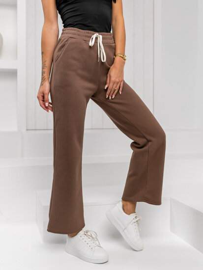 Donna Pantaloni di tuta wide leg Cioccolato Bolf W5213