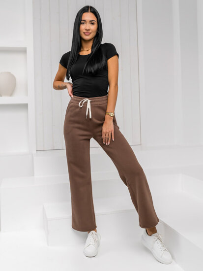 Donna Pantaloni di tuta wide leg Cioccolato Bolf W5213