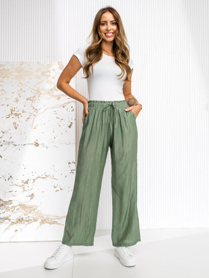 Donna Pantaloni wide leg Verde Bolf W7970