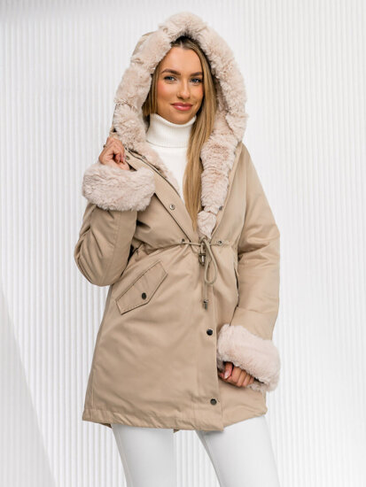 Donna Parka invernale con cappuccio Beige Bolf 5M763