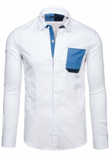 Elegante camicia a manica lunga da uomo bianca Bolf 7192