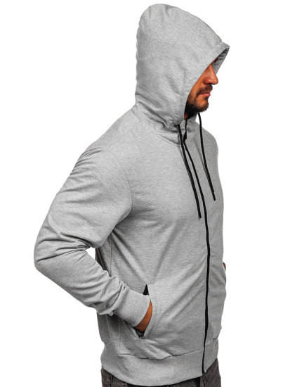 Felpa a zip con cappuccio da uomo grigia Bolf B025