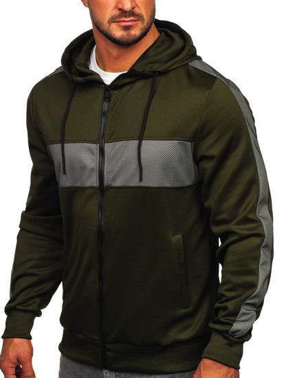 Felpa a zip con cappuccio da uomo khaki Bolf 27B8121