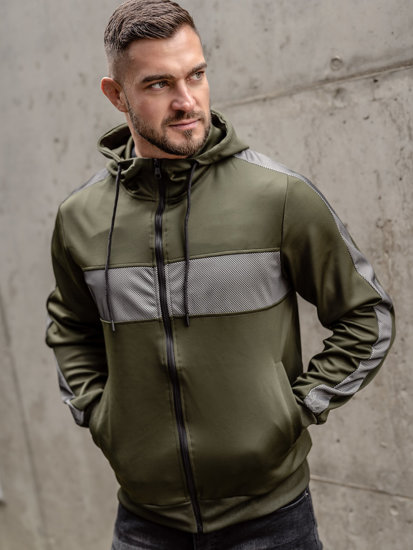 Felpa a zip con cappuccio da uomo khaki Bolf 27B8121A