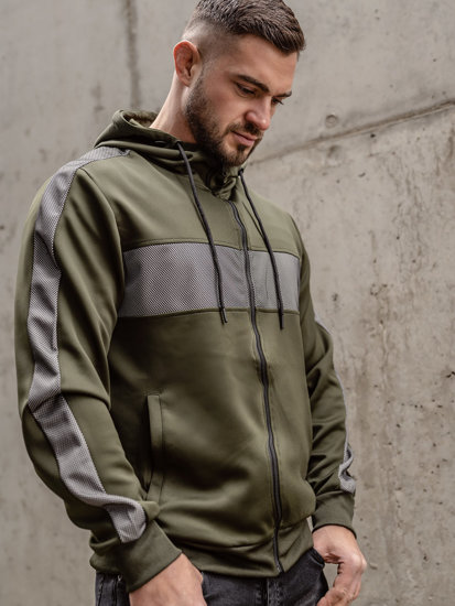 Felpa a zip con cappuccio da uomo khaki Bolf 27B8121A