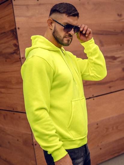 Felpa con cappuccio a zip spessa da uomo giallo-fluorescente Bolf 2008A