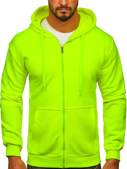 Felpa con cappuccio con zip spessa da uomo giallo-fluorescente Bolf 2008