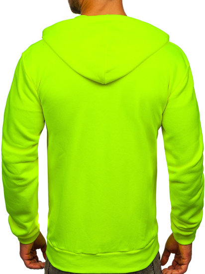 Felpa con cappuccio con zip spessa da uomo giallo-fluorescente Bolf 2008