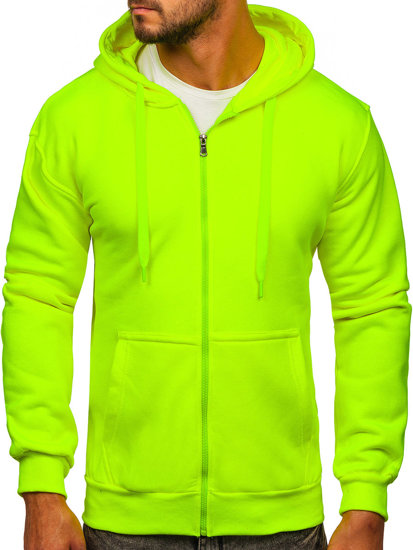 Felpa con cappuccio con zip spessa da uomo giallo-fluorescente Bolf 2008