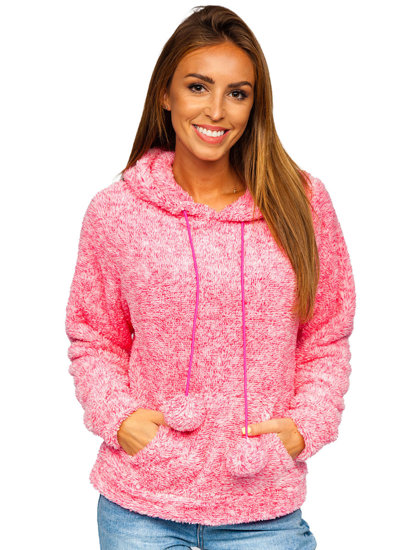 Felpa in pile con cappuccio da donna rosa Bolf HH034