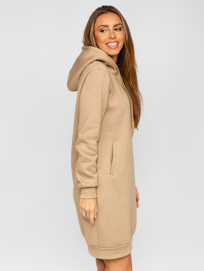 Felpa lunga con cappuccio da donna beige Bolf YS10005-A