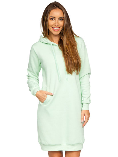 Felpa lunga con cappuccio da donna verde menta Bolf YS10005