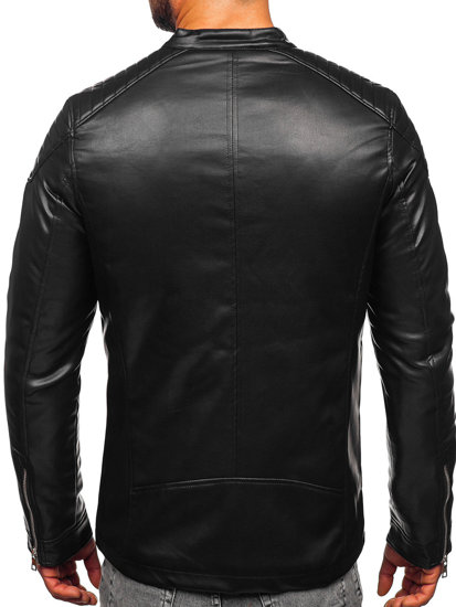 Giacca biker in pelle da uomo nera Bolf 11Z8001