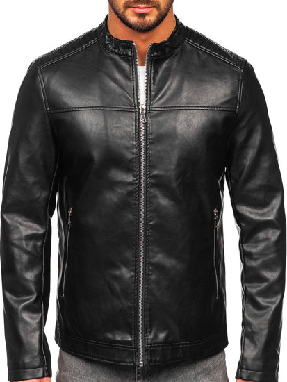 Giacca biker in pelle da uomo nera Bolf 11Z8019