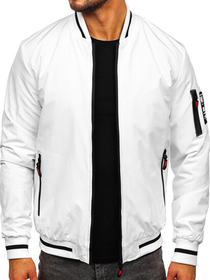 Giacca bomber di mezza stagione da uomo bianco Bolf 84M3034