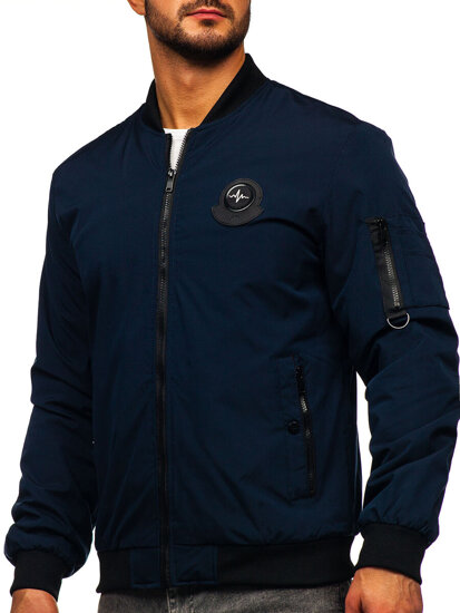 Giacca bomber di mezza stagione da uomo blu Bolf 84M3036