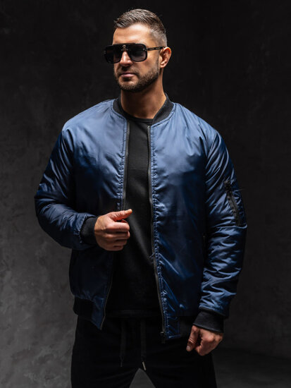 Giacca bomber di mezza stagione da uomo blu Bolf AK95A1