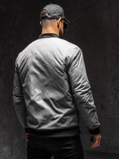 Giacca bomber di mezza stagione da uomo grigio Bolf AK95A1