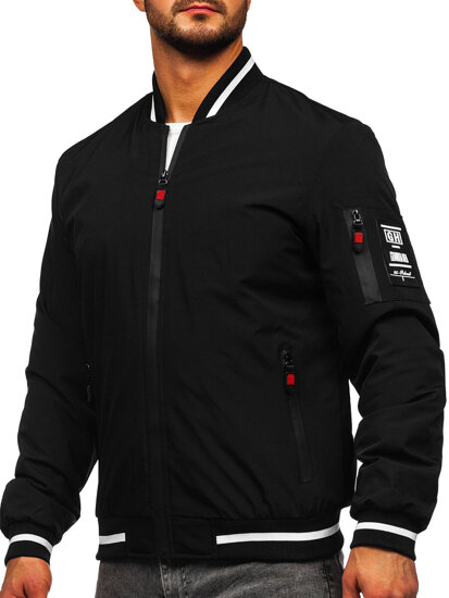 Giacca bomber di mezza stagione da uomo nero Bolf 84M3034