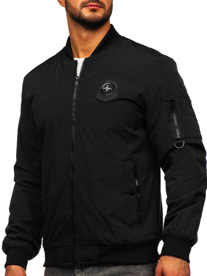 Giacca bomber di mezza stagione da uomo nero Bolf 84M3036