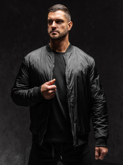 Giacca bomber di mezza stagione da uomo nero Bolf AK95A1