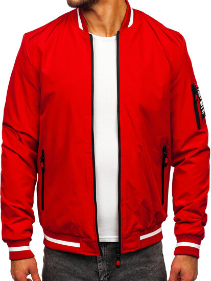 Giacca bomber di mezza stagione da uomo rosso Bolf 84M3034