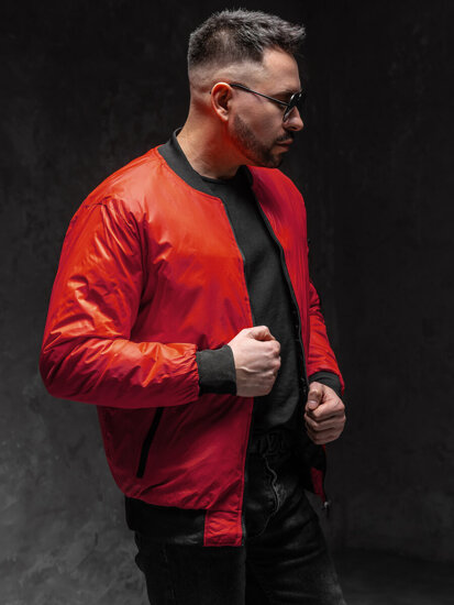 Giacca bomber di mezza stagione da uomo rosso Bolf AK95A1