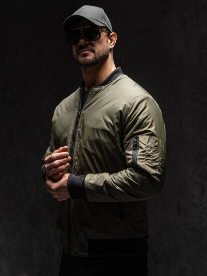 Giacca bomber di mezza stagione da uomo verde Bolf AK95A1