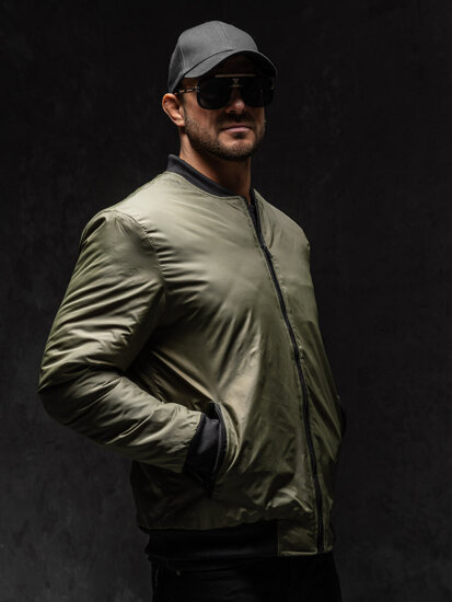 Giacca bomber di mezza stagione da uomo verde Bolf AK95A1