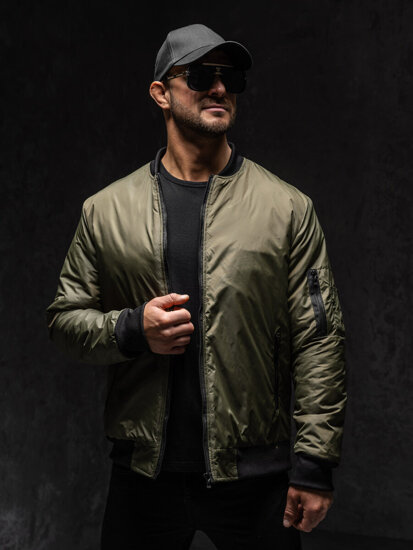 Giacca bomber di mezza stagione da uomo verde Bolf AK95A1