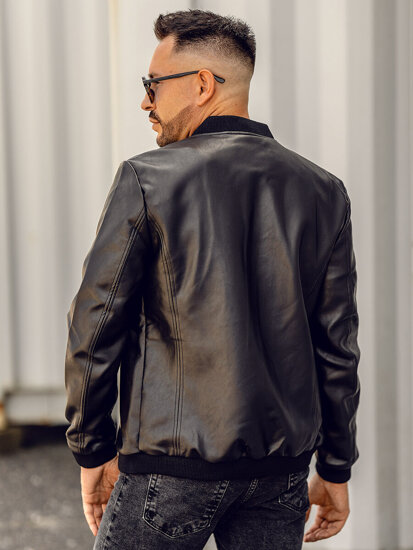 Giacca bomber in pelle da uomo nero Bolf 11Z8105