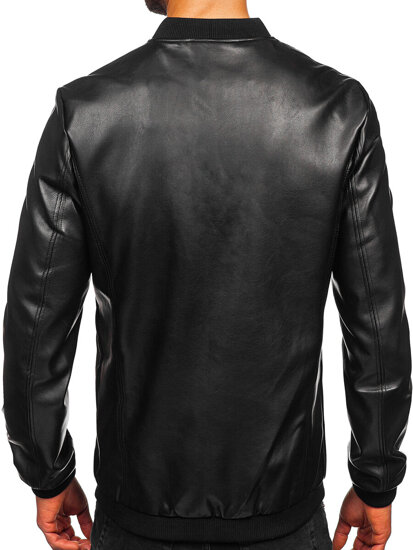 Giacca bomber in pelle da uomo nero Bolf 11Z8106